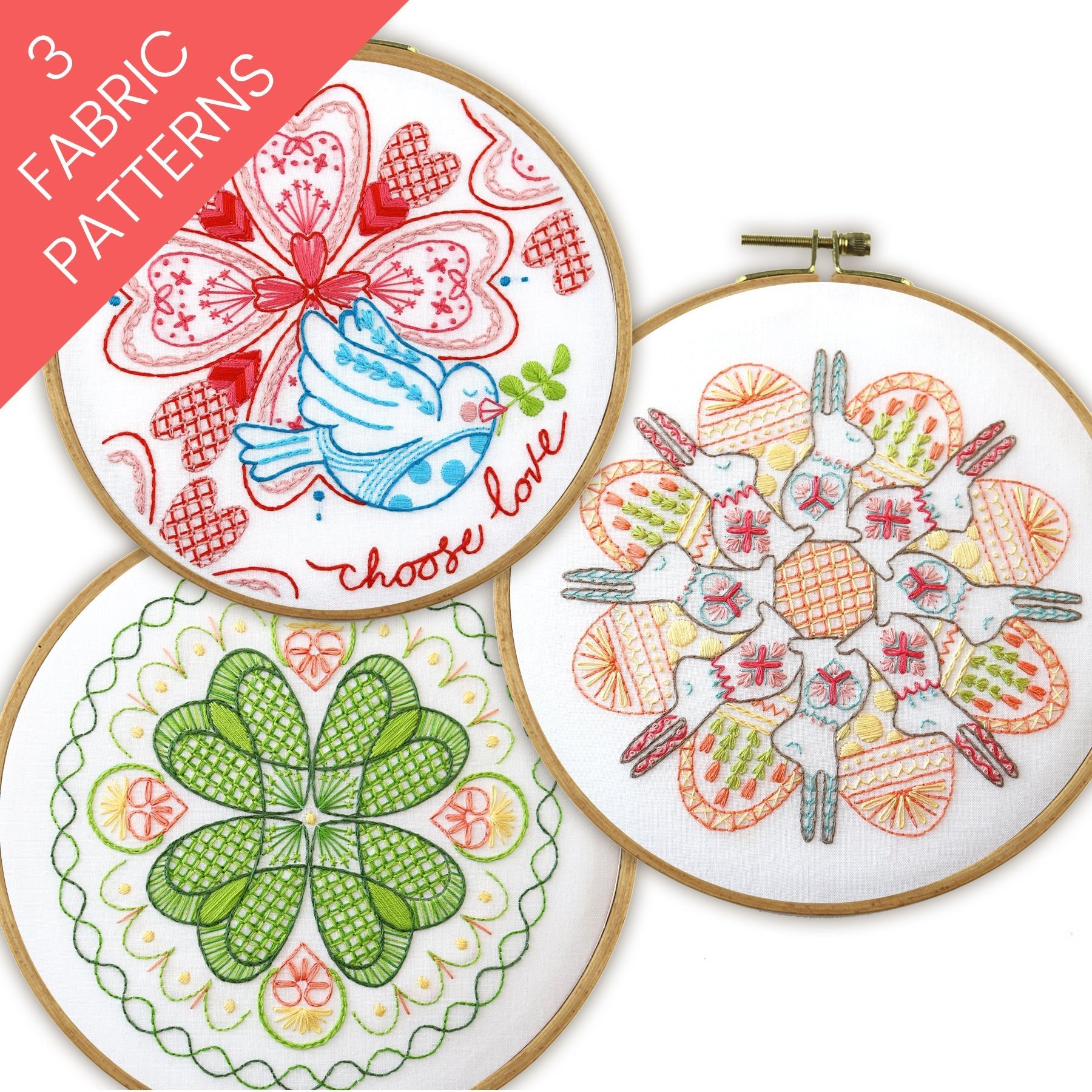 Spring Mandalas Bundle of 3 Fabric Patterns - Stitched Stories